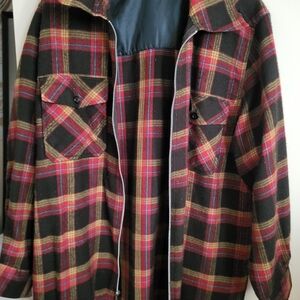 Vintage Plaid Flannel Zip Up Shirt Jacket